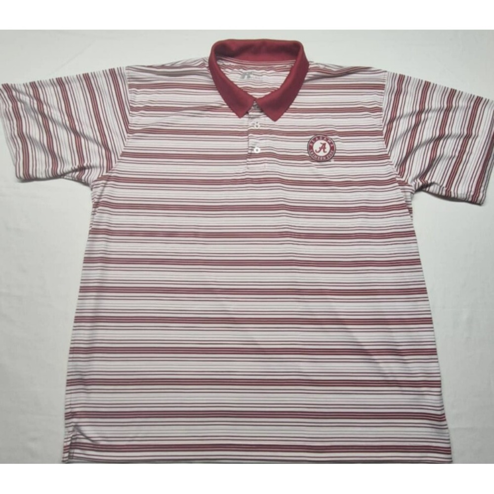 Alabama Crimson Tide men's red/white stripped short sleeve golf polo sz 2XL